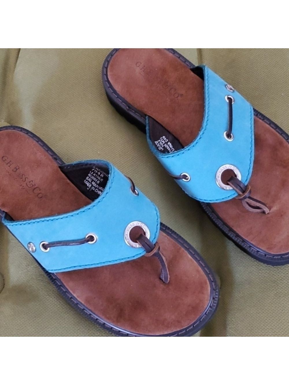 G.H. Bass & Co. Blue and Brown Sandals